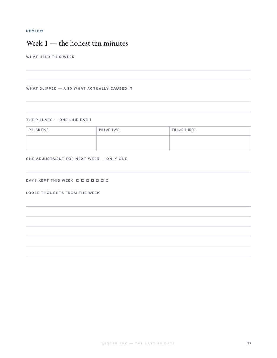 A weekly review page